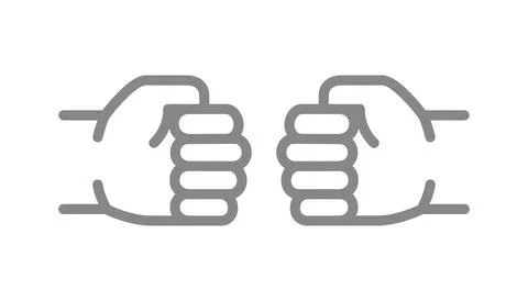 Fist bump line icon. Power five pound symbol Stock Illustration