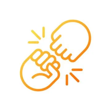 Fist bump pixel perfect gradient linear vector icon Stock Illustration