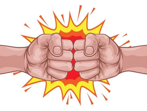 Fist Bump Punch Fists Boxing Cartoon Explosion Stock Illustration