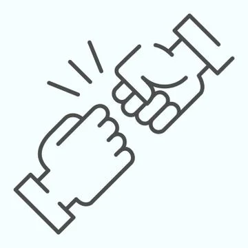 Fist bump thin line icon. Friends greeting vector illustration isolated on white Stock Illustration