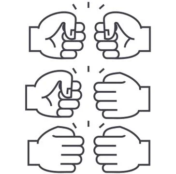 Fist bump vector line icon, sign, illustration on background, editable stroke Stock Illustration