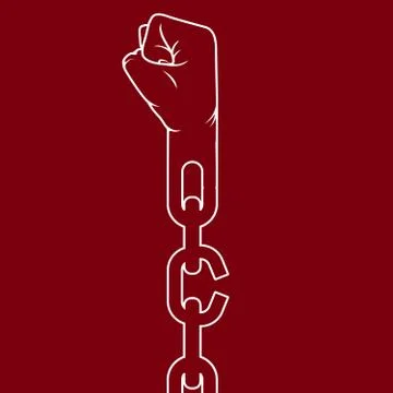 Fist on chain breaking link - liberation and freedom concept Stock Illustration