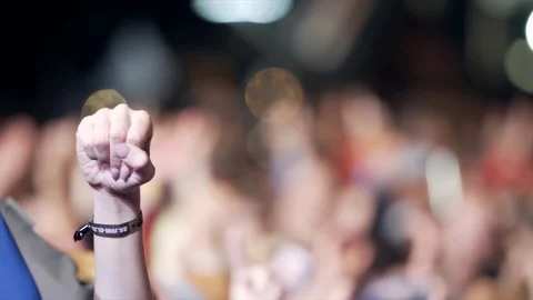 Fist an clapping hands -  People having fun at a festival Stock Footage 100907439