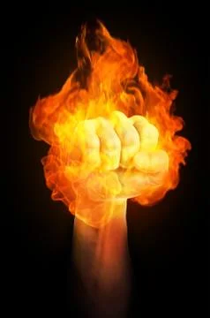 Fist on fire Stock Illustration