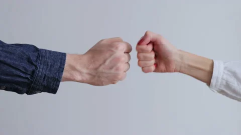 Fist to fist commit solidarity a respect gesture. Lifestyle business team hands 스톡 동영상 219925051
