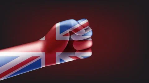 Fist with flag of Great Britain. 3d vector illustration Stock Illustration