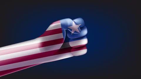 Fist with flag of Liberia. 3d vector illustration Иллюстрация