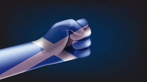 Fist with flag of Scottland. 3d vector illustration Stock Illustration