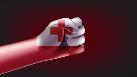 Fist with flag of Tonga. 3d vector illustration Stock-Illustration