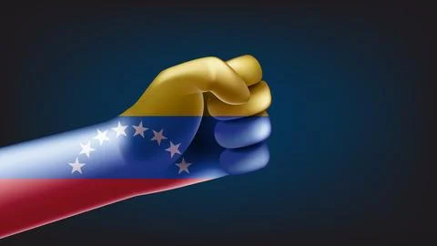 Fist with flag of Venezuela. 3d vector illustration Stock Illustration