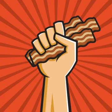 Fist Full of Bacon Stock Illustration