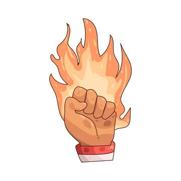 Fist hand with fire illustration Stock Illustration