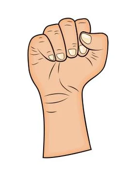 Fist, Hand gesture vector - realistic cartoon illustration. Picture isolated  Stock Illustration