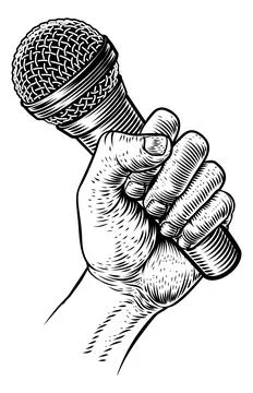 Fist Hand Holding Microphone Mic Illustration Ilustração Stock