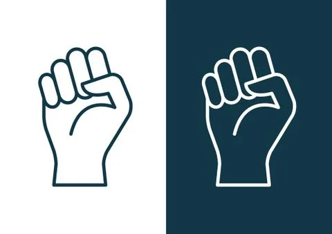 Fist hand power logo. Protest strong fist raised fight icon, rebel illustration Stock Illustration