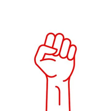Fist hand power logo. Protest strong fist raised fight icon, rebel illustration Stock Illustration
