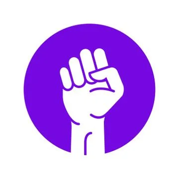 Fist hand power logo. Protest strong fist raised fight icon, rebel illustration Stock Illustration