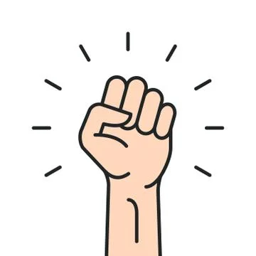 Fist hand power logo. Protest strong fist raised fight icon, rebel illustration Stock Illustration