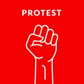 Fist hand power logo. Protest strong fist raised fight icon, rebel illustration Stock Illustration