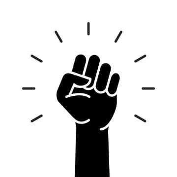 Fist hand power logo. Protest strong fist raised fight icon, rebel illustration Stock Illustration