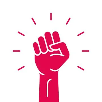 Fist hand power logo. Protest strong fist raised fight icon, rebel illustration Stock Illustration