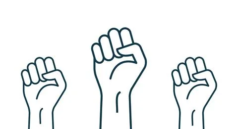 Fist hand power logo. Protest strong fist raised fight icon, rebel illustration Stock Illustration