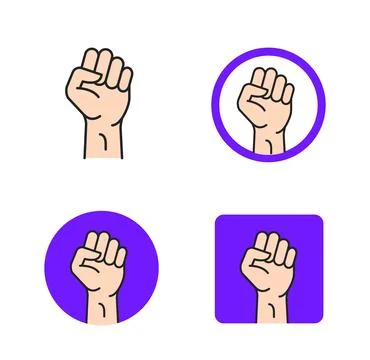 Fist hand power logo. Protest strong fist raised fight icon, rebel illustration Stock Illustration