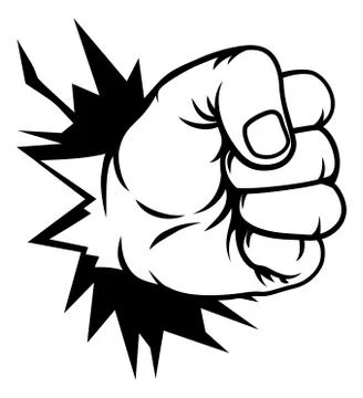 Fist Hand Punching Through Wall Ilustración de archivo