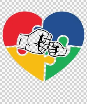 Fist Heart Jigsaw Puzzle With Bump and fists pieces black Stock Illustration