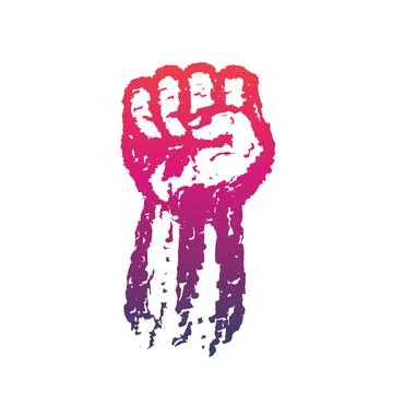 Fist held high in protest, raised up, grunge revolt sign Stock Illustration