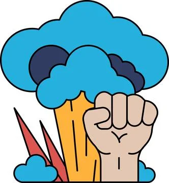 The fist is holding a leaf, which is a symbol of growth and change Stock Illustration