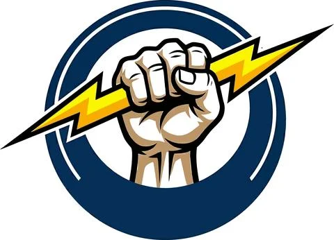 Fist Holding Lightning Bolt Symbol Ilustração Stock