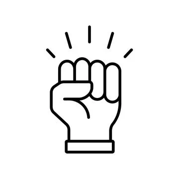 Fist up icon in linear style. Protest concept. Vector. Stock Illustration