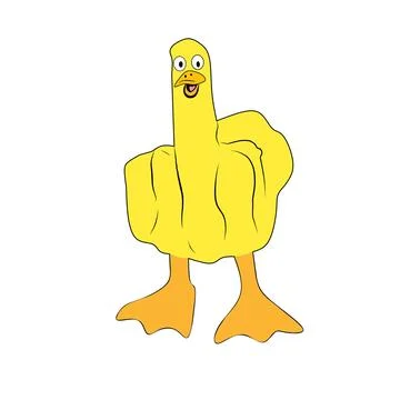 Fist icon logo vector illustration with middle finger in duck shape Stock Illustration
