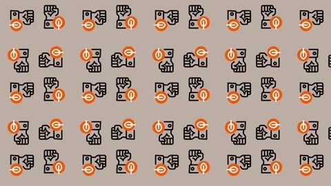 Fist Icon Pattern with Orange Circle Overlay. Stock Footage 325383999