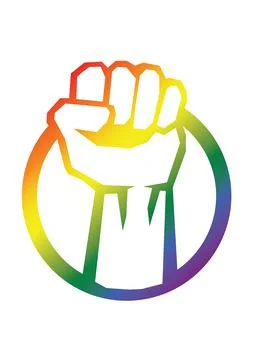 Fist icon in rainbow colours in vector. Illustrazione stock