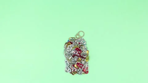 Fist kick by tin can made from pull tabs stop motion animation Video stock 151114073