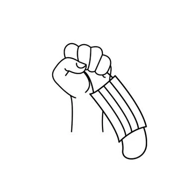 Fist with mask vector symbol. Hand holding a respiratory mask. Vector EPS10 Stock Illustration