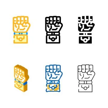 Fist multipack robot hand gesture color icon vector Stock Illustration