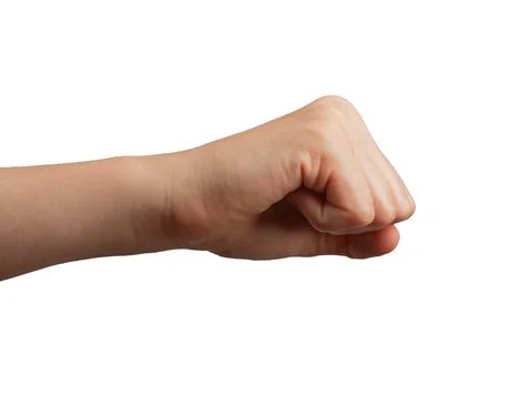 Fist outstretched forward, side view, isolated on white background Stock Photos