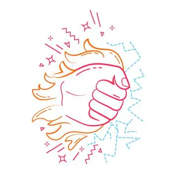 Fist overcoming obstacles, breaking ice Illustrazione stock