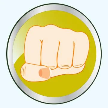 Fist of the person on button Stock Illustration
