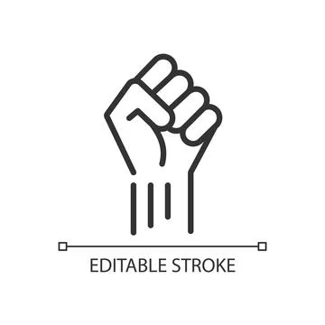 Fist up pixel perfect linear icon Stock Illustration