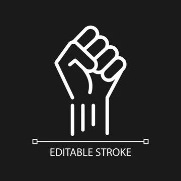 Fist up pixel perfect white linear icon for dark theme 库存插图
