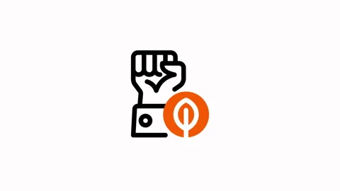 Fist Power Button Icon Symbol. Stock Footage 325383992