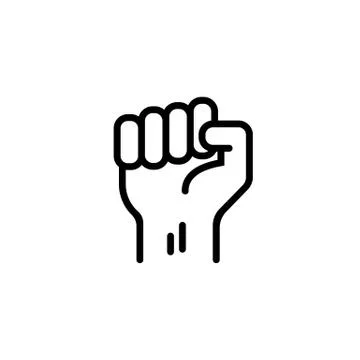 Fist power hand icon line. Revolution or protest. Vector on isolated white ba Stock Illustration