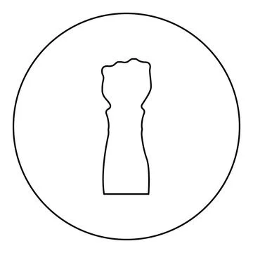 Fist protest concept arm hand raised in clenched in up icon in circle round.. Illustrazione stock