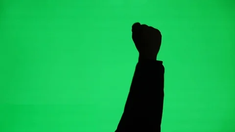 Fist Pump Silhouette on Green Screen Stock Footage 104097782