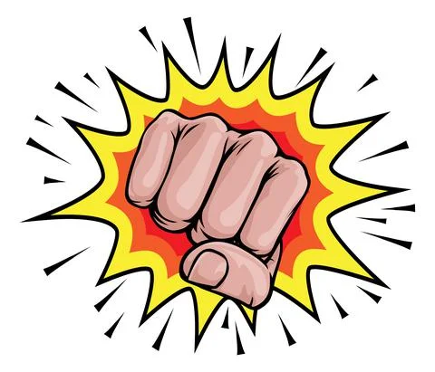 Fist Punch Hand Comic Pop Art Explosion Cartoon Stock Illustration