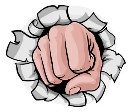 Fist Punching Knuckles Through Background Stock Illustration
